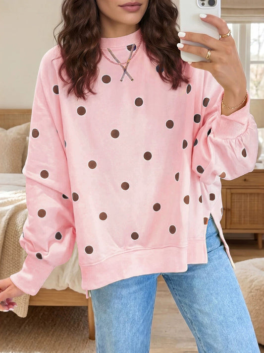 Elegancka bluza w groszki, słoneczny żółty i niebieski