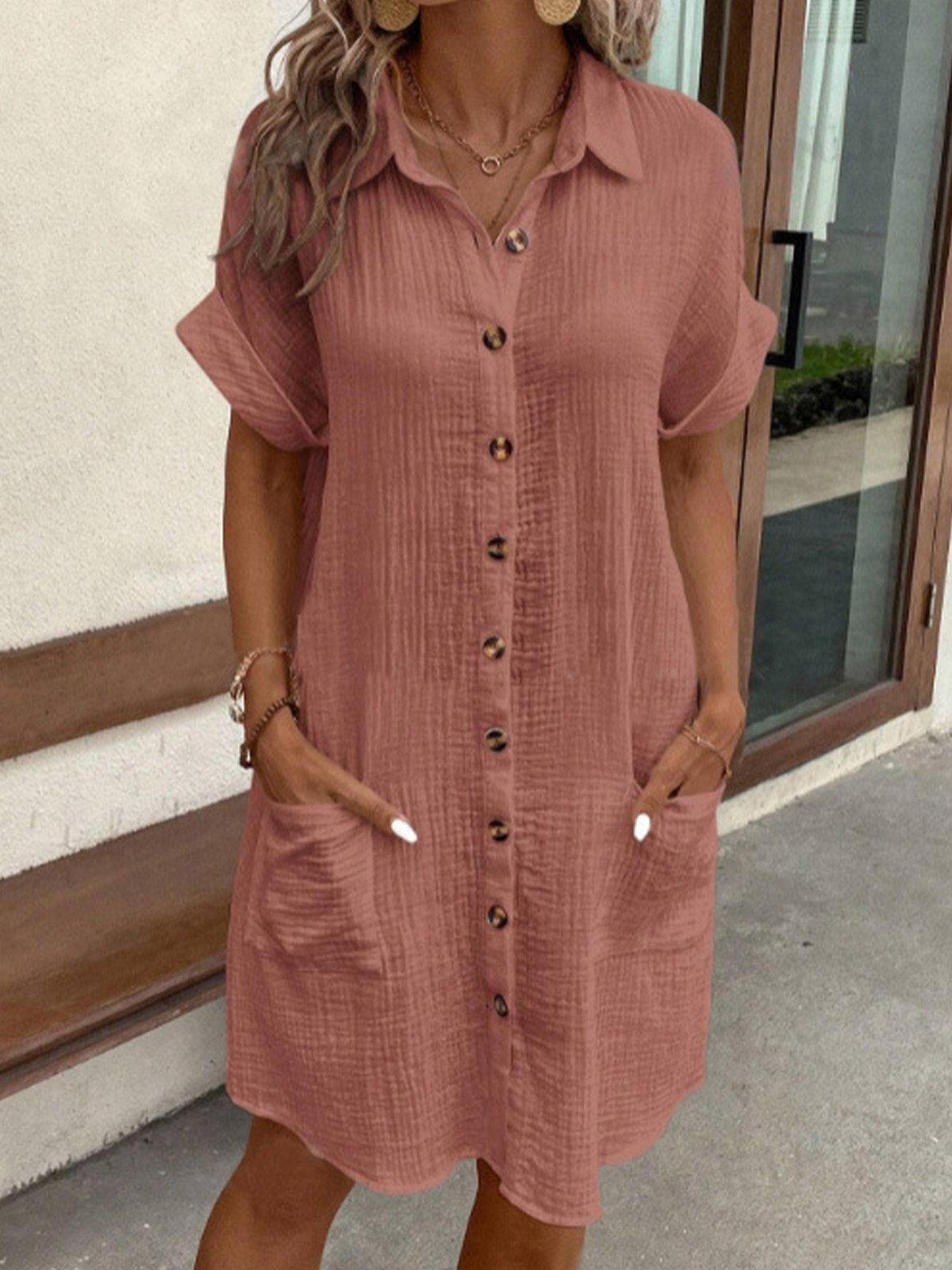 Dunya | Elegancka sukienka polo z paskiem