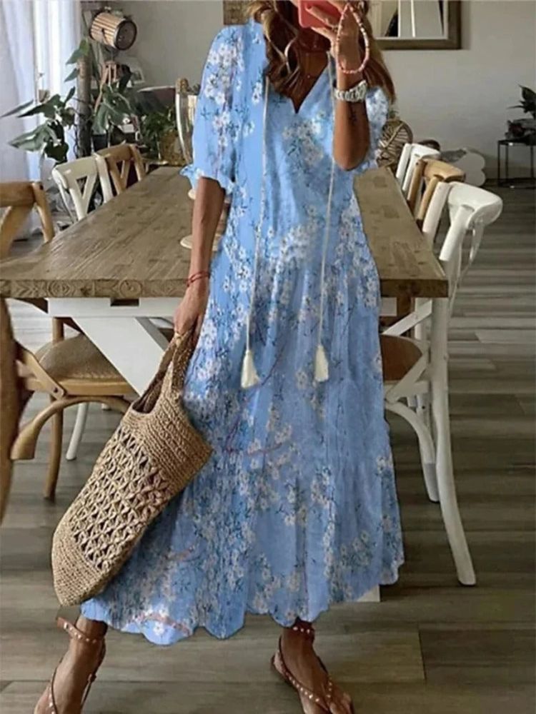 Élodie | Welurowa sukienka maxi w kwiaty