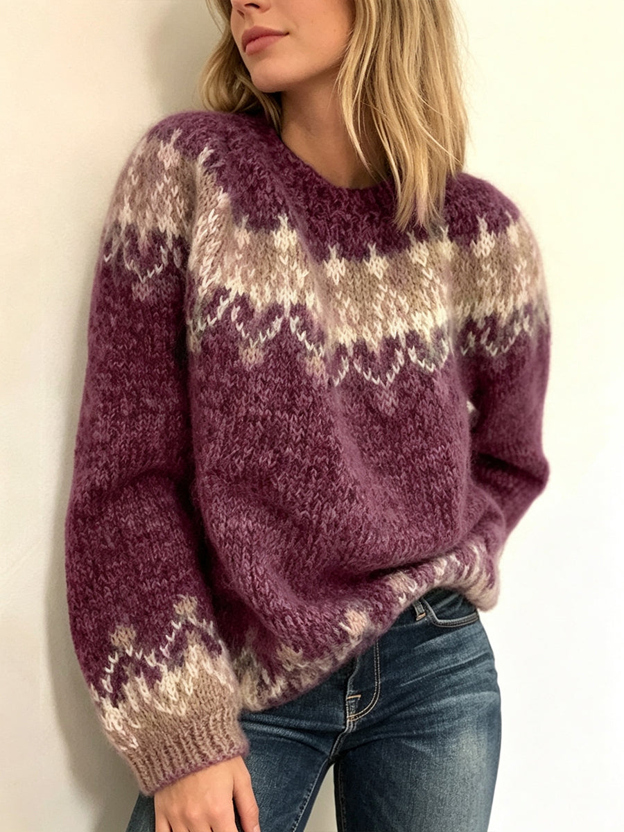 Sweter z okrągłym dekoltem we wzór Fair Isle