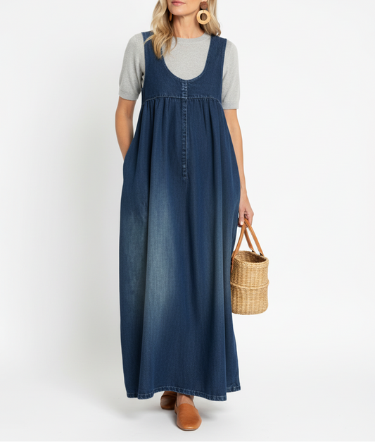 Karen | Jeansowa sukienka maxi z miękkiego spranego denimu vintage