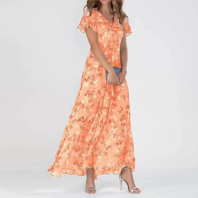 Robine | Elegancka długa sukienka w kwiaty