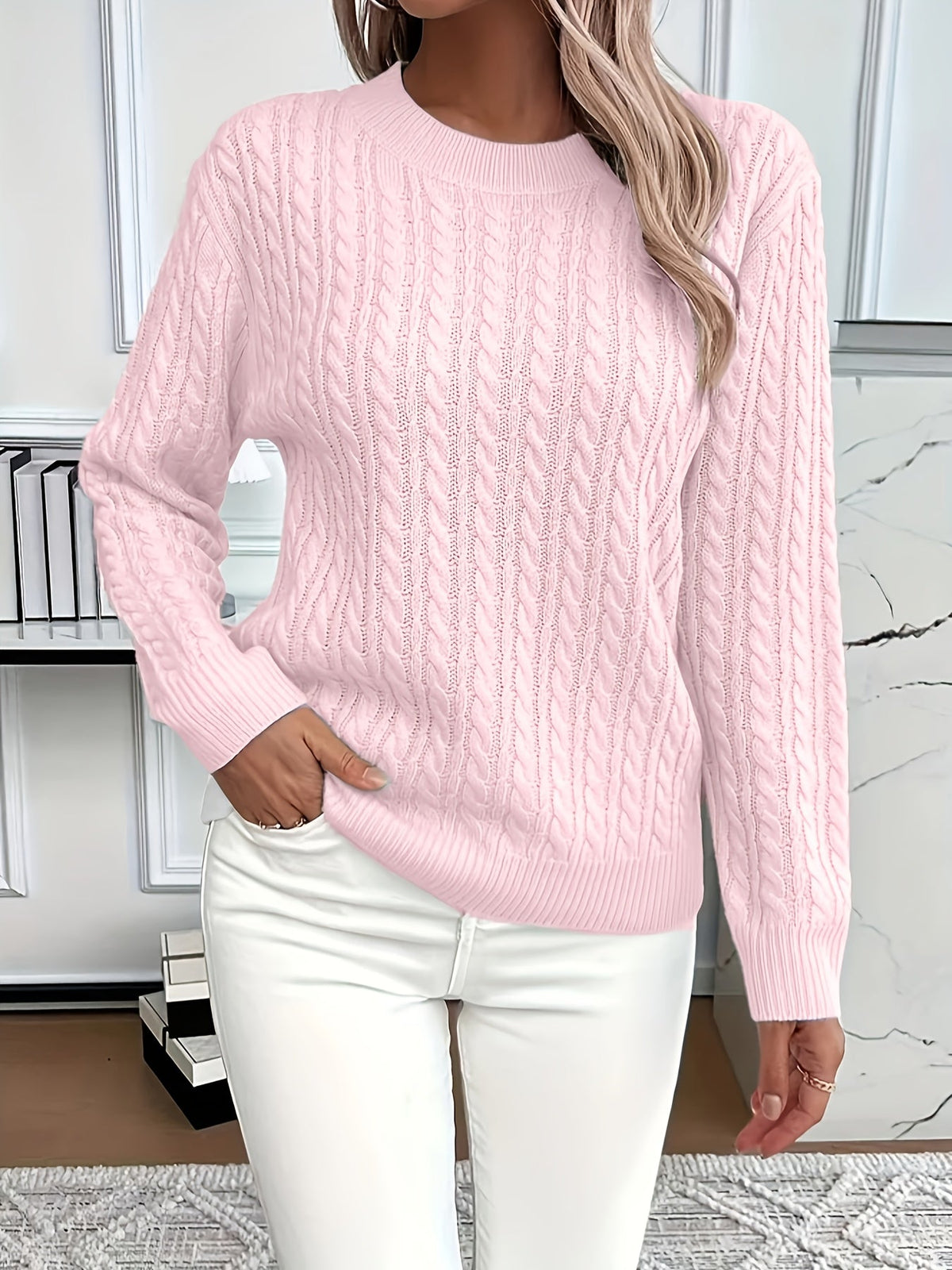Lena | Damski sweter w warkocze