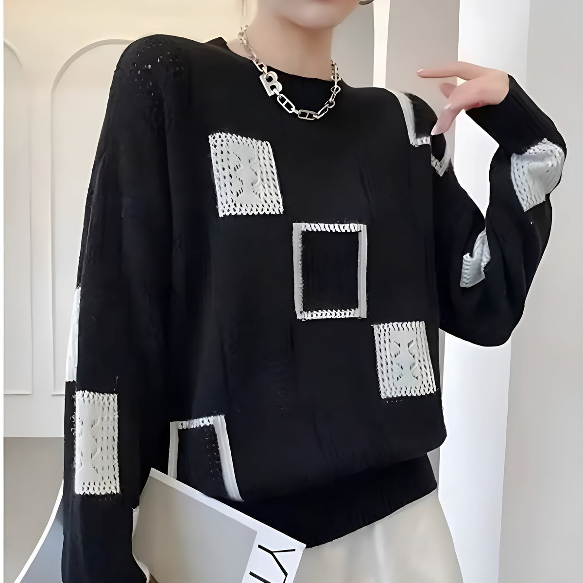 Helirra | Elegancki sweter z geometrycznym wzorem
