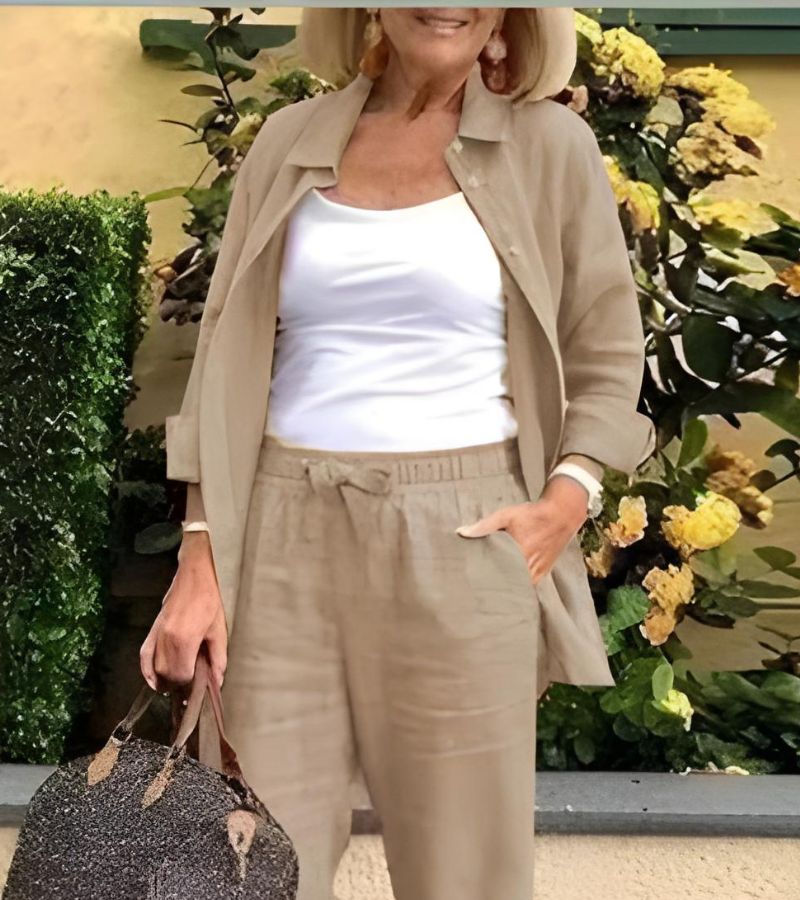 Martina | Komplet: koszula i spodnie z lnu i bawełny