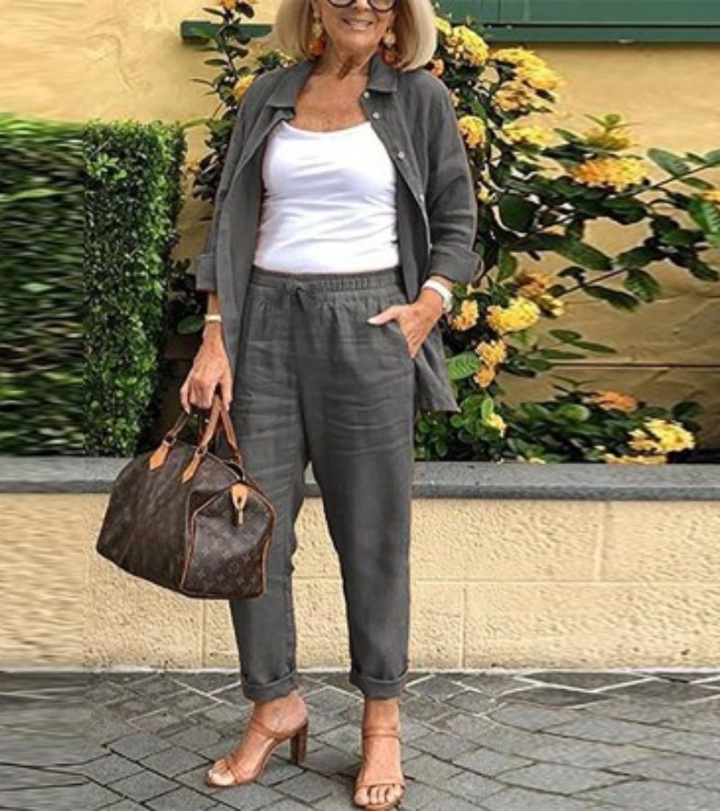 Martina | Komplet: koszula i spodnie z lnu i bawełny