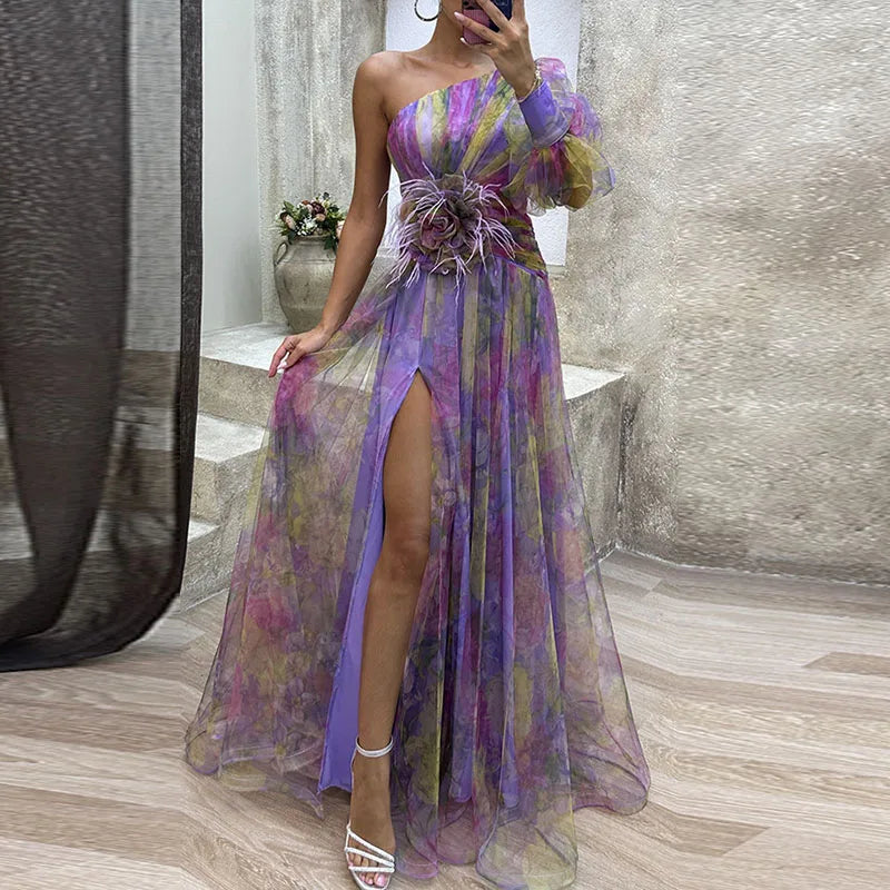 Philena | Elegancka kolorowa długa sukienka