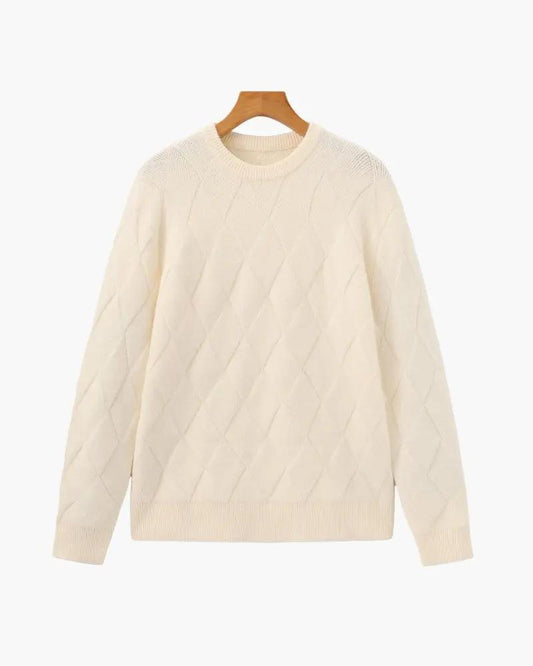 Sweter z okrągłym dekoltem w romby