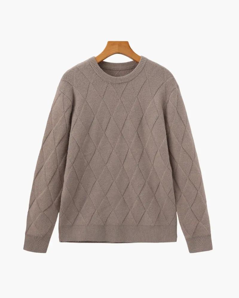 Sweter z okrągłym dekoltem w romby